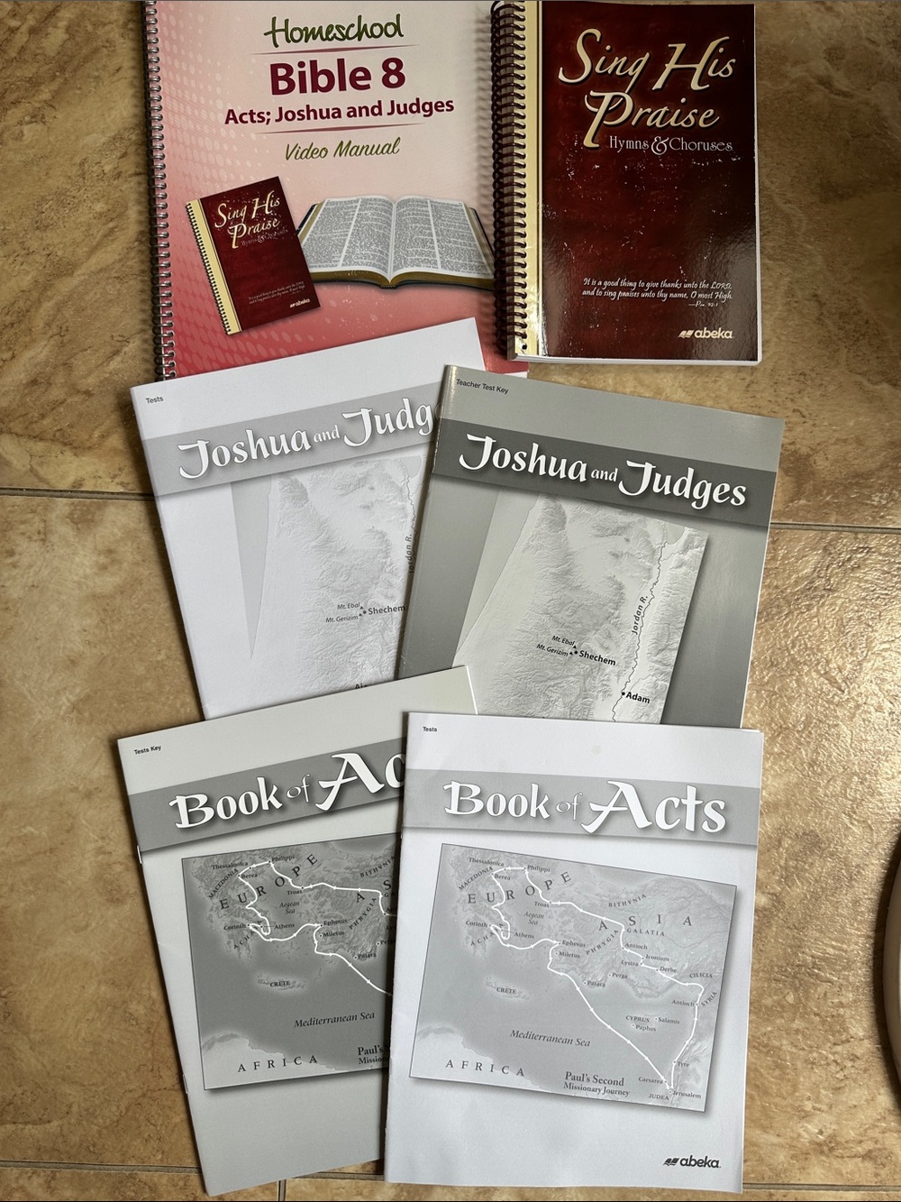 Abeka 8th Grade Bible Curriculum Lot - Acts, Joshua & Judges + Hymnal